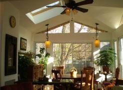 New sunroom addition with cathedral ceiling