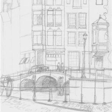 Amsterdam Canal - Pencil Sketch