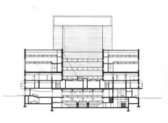 Cross Section Drawing through the Studio Theatre and Courtyard