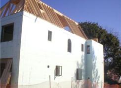 Insulated concrete walls and roof framing in progress