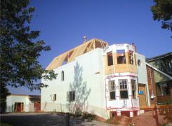 Insulated concrete walls, bay window and roof framing