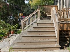 New deck & stair details, landscaped walkway